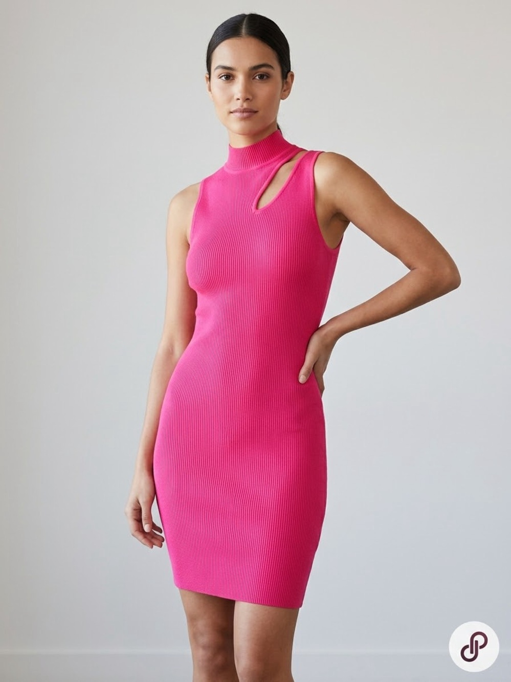 Missguided Pink Asymmetric One-Shoulder Bodycon Dress